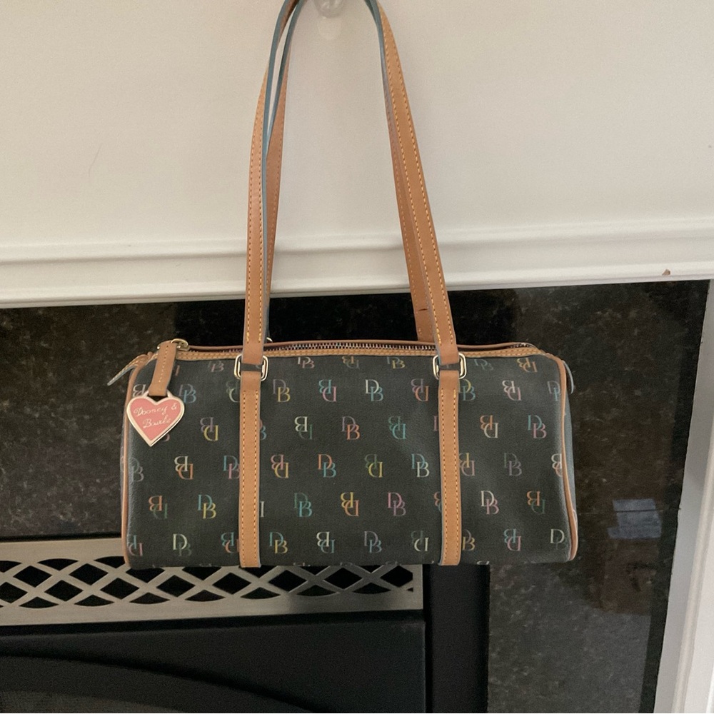 Dooney & Bourke black Shoulder Bag with Monogram Pattern with matching wallet